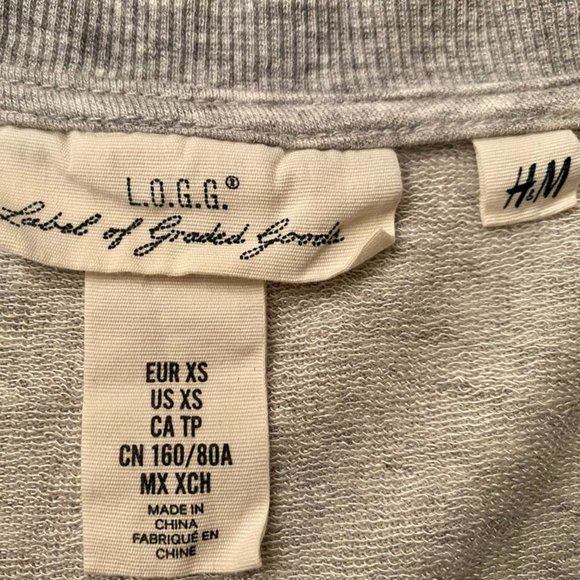 *NOT FOR SALE/SOLD* H&M Sweatshirt Raglan Sleeve (Sz XS) Grey - Picture 3 of 3